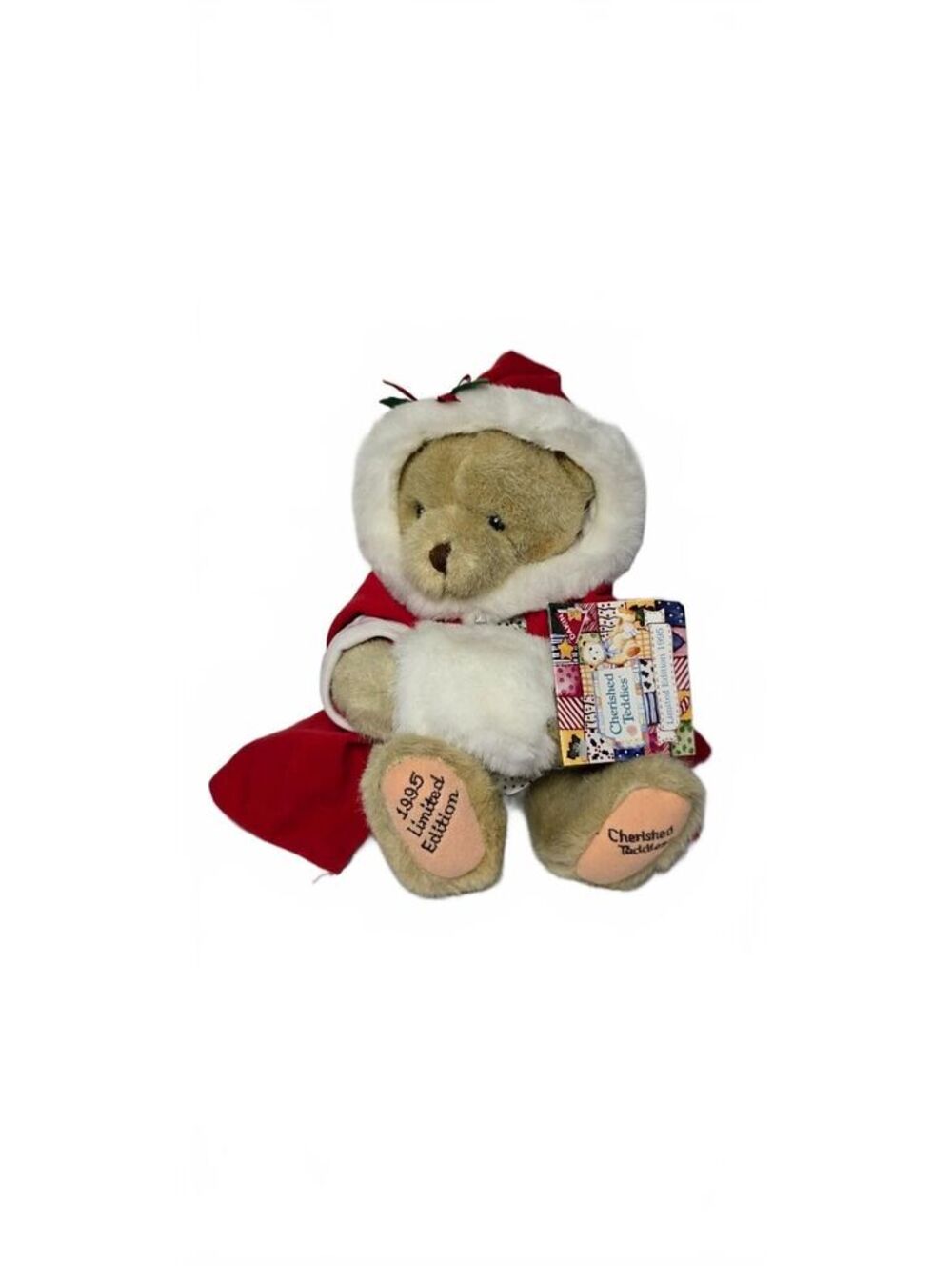 1995 Limited Edition Cherished Teddies Plush Bear in Holiday Outfit